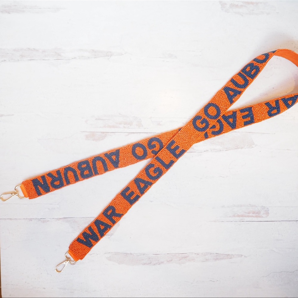 Beaded Auburn War Eagle Collegiate Game Day purse Strap